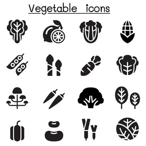 蔬菜图标集的矢量图平面设计
