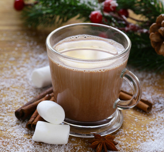 甜热可可和棉花糖，冬季的圣诞美酒