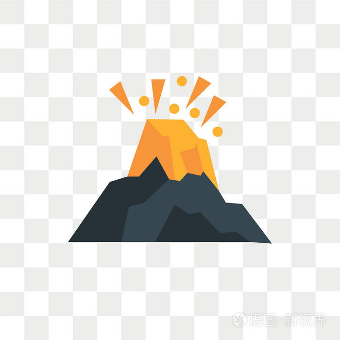 火山矢量图标在透明背景下被隔离, 火山