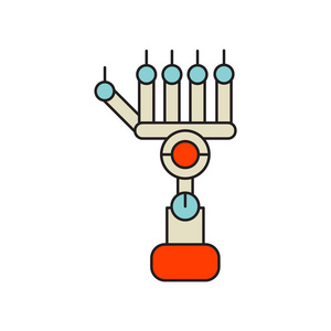 机械臂图标矢量隔离在白色背景, 机械手臂透明标志, 技术符号