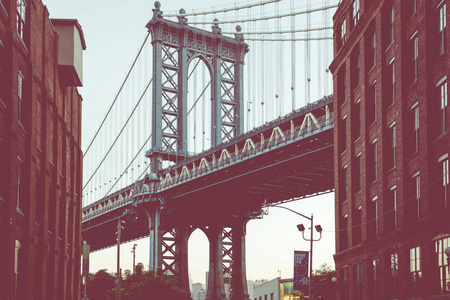 曼哈顿大桥从飞飞, 布鲁克林, 纽约市, 美国