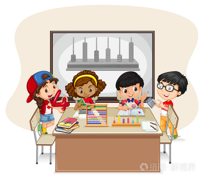 学生学习数学班插画-正版商用图片0swckz-摄图新视界