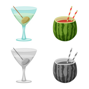 饮料和酒吧标志的载体设计。网上酒水和派对股票符号集