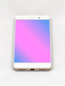 现代智能手机与空白紫色屏幕隔离白色ba