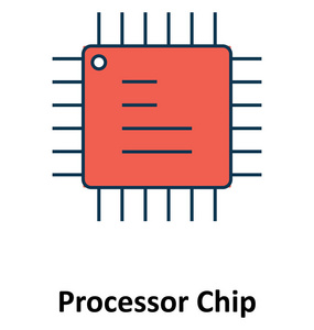 处理器芯片隔离和技术的矢量图标