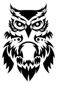 美丽的猫头鹰纹身。矢量猫头鹰的作为设计元素上孤立背景