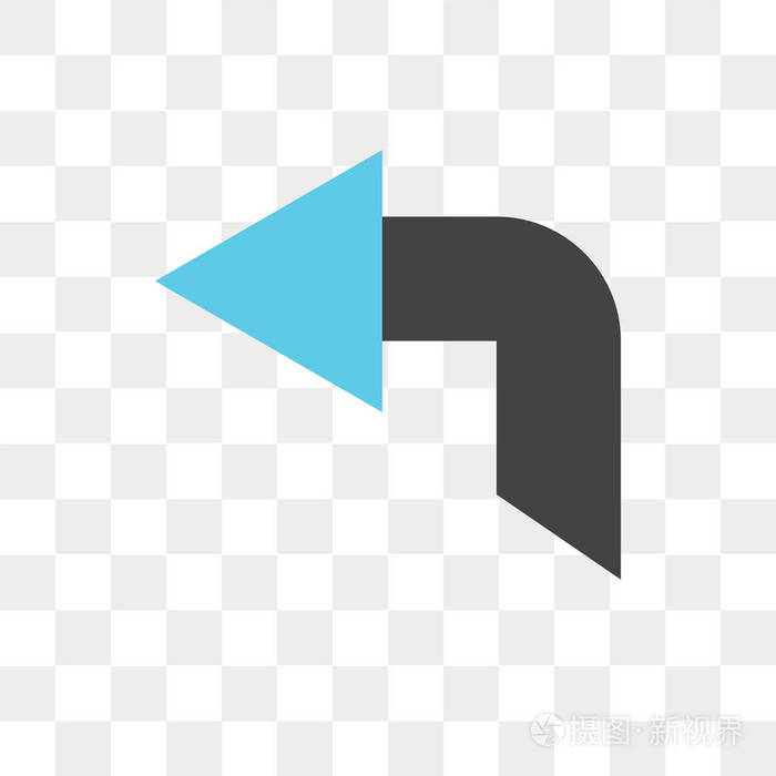 左箭头矢量图标在透明背景上隔离, 左