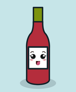 卡通瓶番茄酱面部表情孤立图标设计