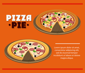 带盘子和快餐设计的披萨派