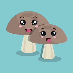 孤立的卡通蘑菇的面部表情设计照片