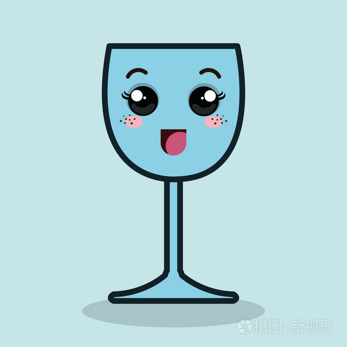 卡通玻璃酒的面部表情
