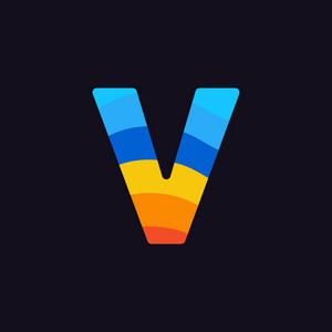 v 字母设计矢量重叠彩虹色照片