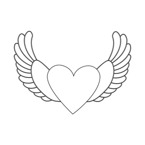 心与翅膀在白色的背景。矢量插图