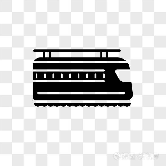 在透明背景上隔离的列车前矢量图标, 火车