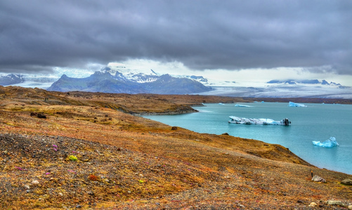 冰山在冰岛冰川，环礁湖 Jokulsarlon