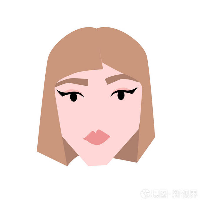 年轻的欧洲人面对女性的简单例证.年轻女子短金发的发型插图
