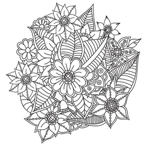 Zentangle 抽象花。嘟嘟花。矢量图