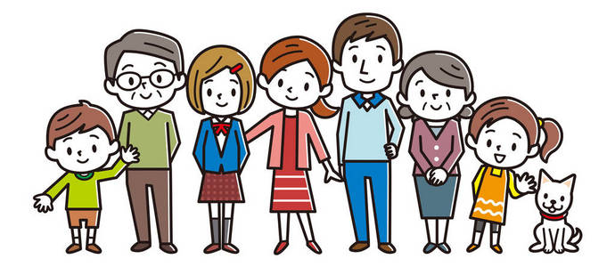大家庭幸福美满.矢量插图照片