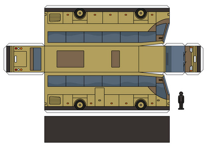 米色旅游客车的简易矢量纸模型图片
