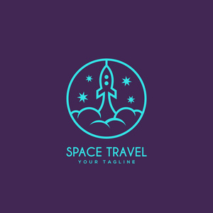 线性空间旅行标志设计模板。矢量插图