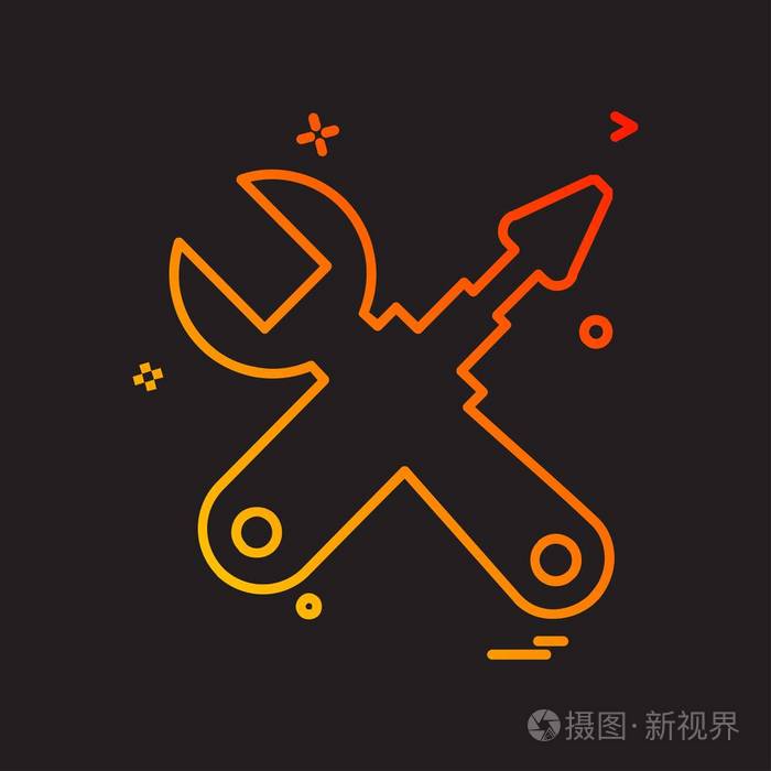 五金工具图标设计, 矢量插图