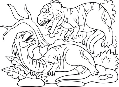 草食性恐龙着色书, 邪恶食肉动物袭击了草食性恐龙照片