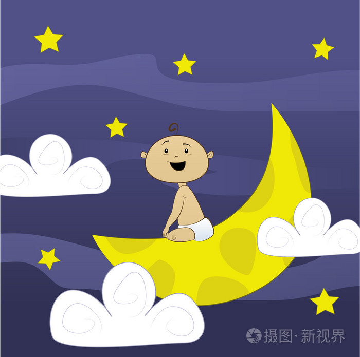 坐在月亮上的小