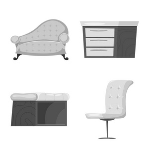家具和公寓符号的矢量设计。网站家具和家庭股票符号的收集