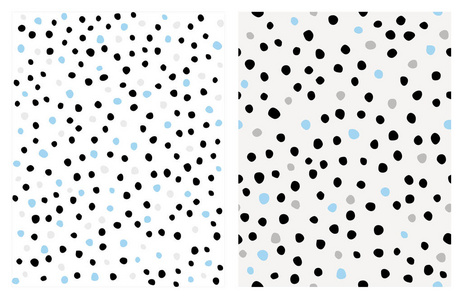 可爱的手画抽象画笔不规则点矢量模式集.