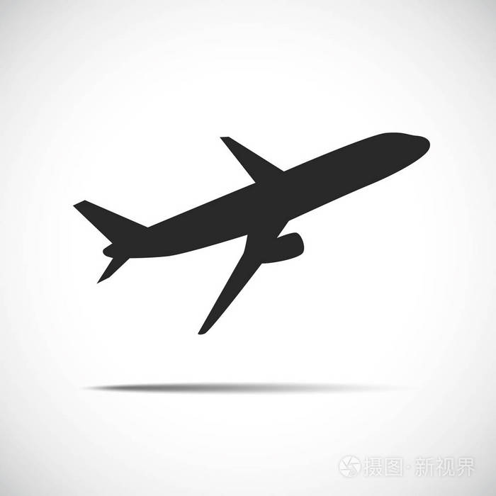 乘客飞机黑色剪影图标矢量插图 eps10