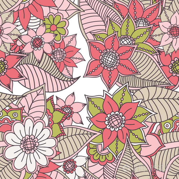 zentangle 抽象花.嘟嘟花.矢量图