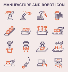制造机器人和生产线图标集