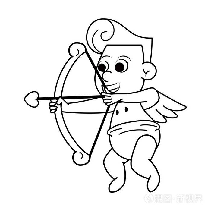 爱的丘比特与黑与白的拱门