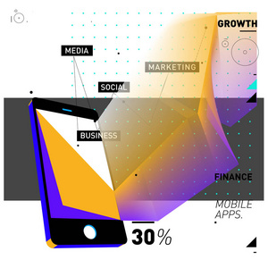 矢量插画移动应用数码营销。智能手机和应用程序海报。3d动态设计插图。网络商务设计模板