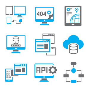 软件 api 和编程中蓝色主题图标