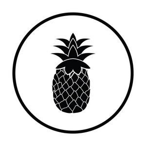 菠萝图标。薄的圆形设计。矢量图