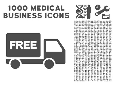 免费送货图标与1000个医疗业务象形文字