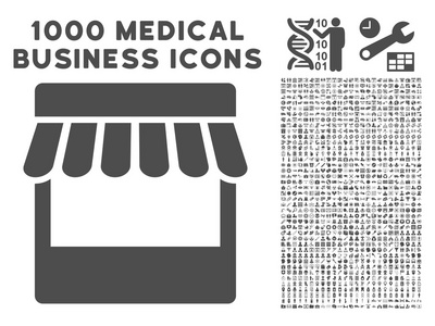 带有1000个医疗业务符号的商店图标