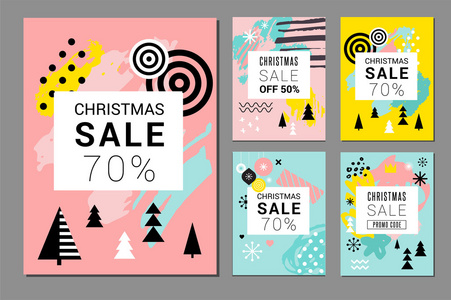 圣诞销售背景，手机主题。现代设计中的卡，海报，传单，邀请