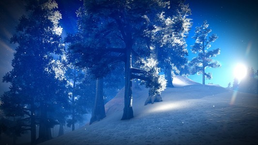 雪覆盖在山 3d 渲染的圣诞森林