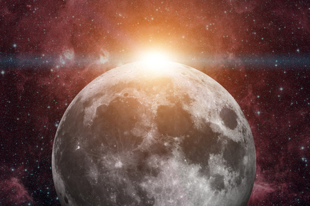 太阳能系统地球月亮。月球是地球唯一的天然卫星