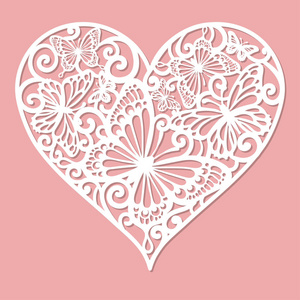 镂空的心由组成.用于切割纸张木材金属.向量照片