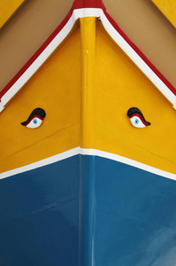 一艘传统马耳他渔船特写