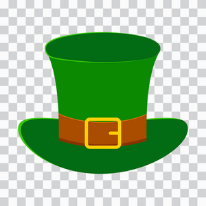 圣帕特里克节的透明背景绿色帽子。矢量插图