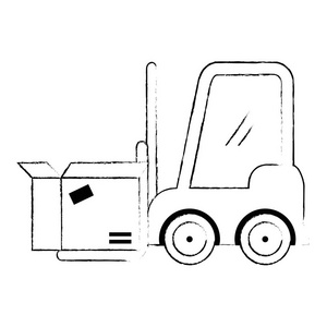 带盒矢量插画设计的叉车车