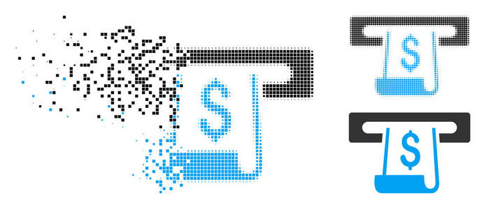分解点半色调纸收据插槽图标