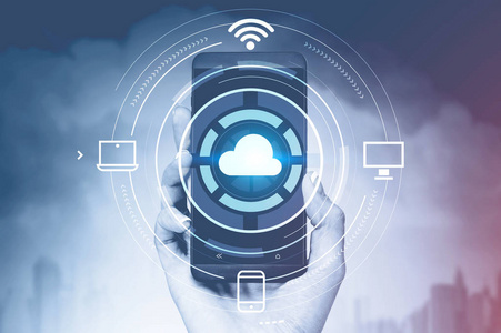 高科技的现代生活理念.色调图像双曝光照片