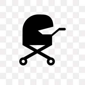 婴儿马车矢量图标隔离在透明的背景, 婴儿车厢徽标概念