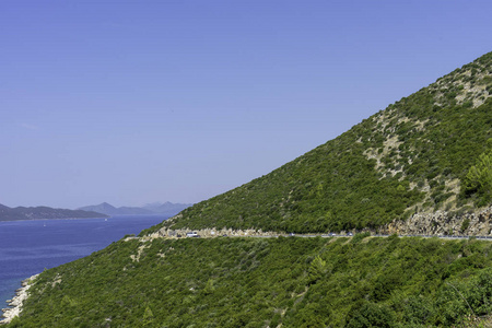 在克罗地亚的空中美丽的风景和海