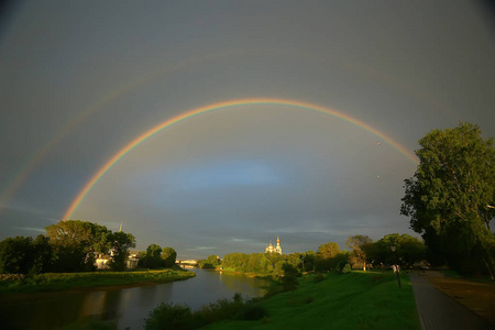 风光迷人的春天迷人的夏日风光, 彩虹, 风景如画的大自然照片